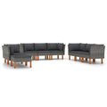 vidaXL 9 Piece Patio Lounge Set- Durable Poly Rattan and Powder-Coated Steel Construction- Comfortable Cushioned Seating- Gray with Anthracite Cushions