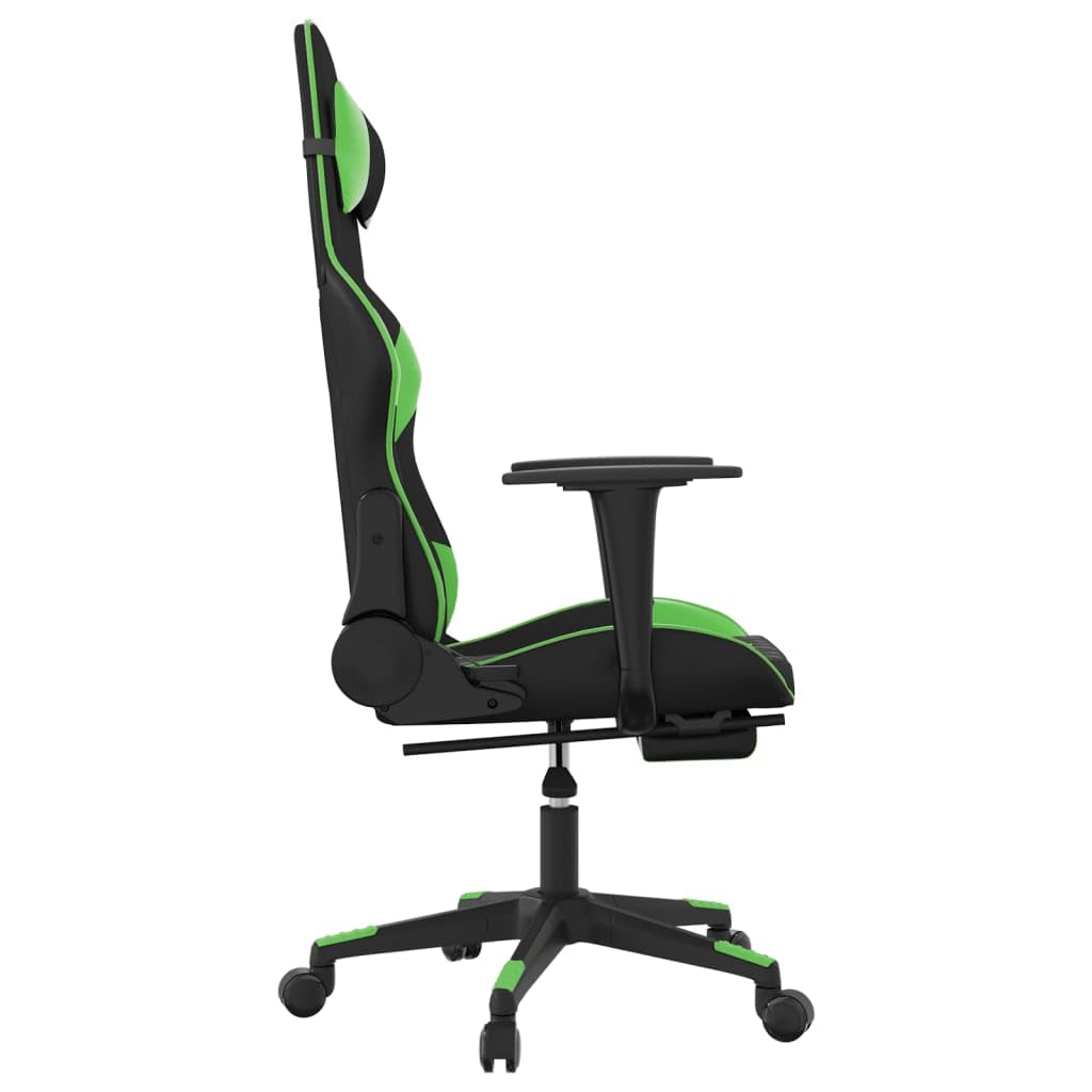 vidaXL Luxurious Gaming Chair - Adjustable Backrest and Height, Sturdy Frame, Faux Leather Upholstery, 360-degree Swivel, Black & Green