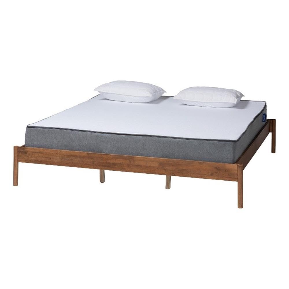 Baxton Studio Agatis Ash Walnut Finished Wood King Size Bed Frame