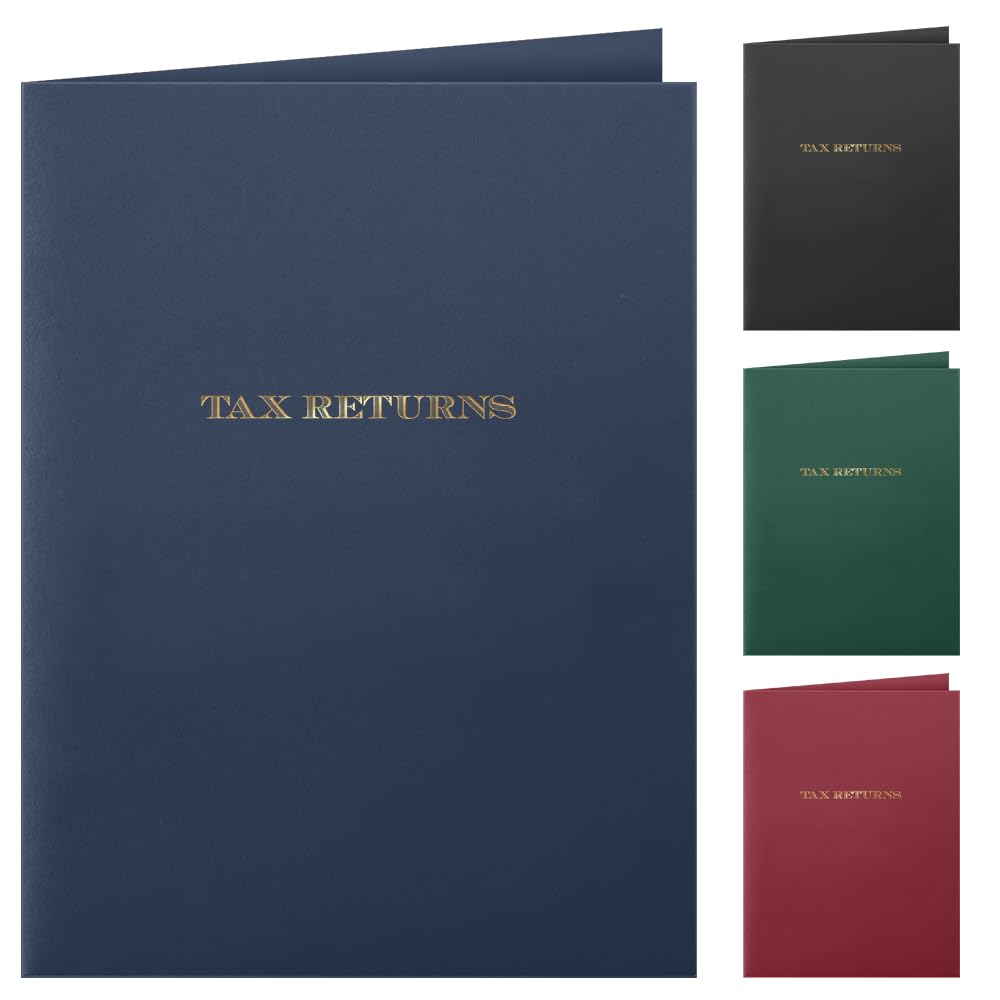 The Gallery Collection, 25 Count, Blue, Tax Returns Pocket Folders, Gold Foil Stamped, For Tax Professionals (9 X 12)