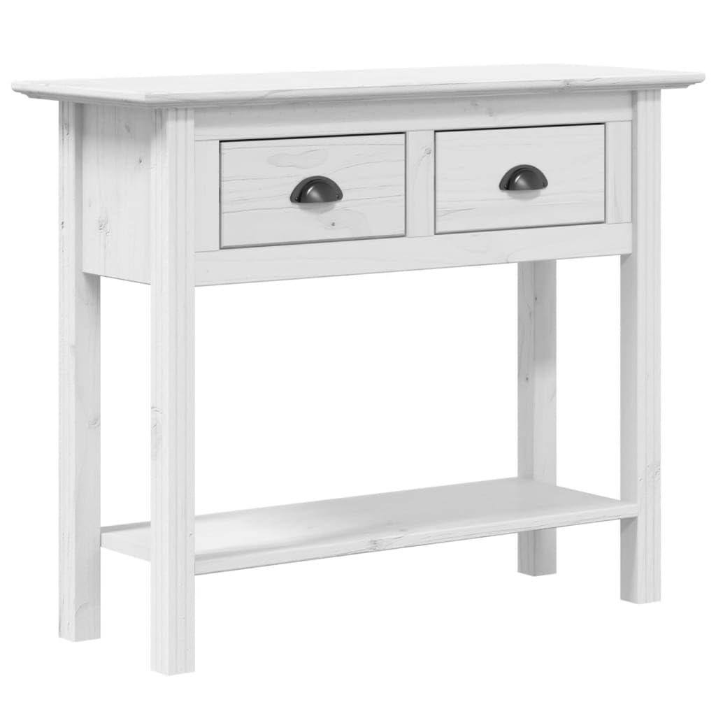vidaXL BODO French Style Solid Pine Wood Console Table in White with Drawers and Shelves, Stable and Durable, Perfect for Hallway Display and Storage, 35.8&quot;x13.8&quot;x29.1&quot;