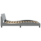 vidaXL Light Gray Double Bed Frame with Headboard - 53.9"x74.8" Fabric Upholstery, Contemporary Bedroom Furniture, Metal & Pine Wood Structure