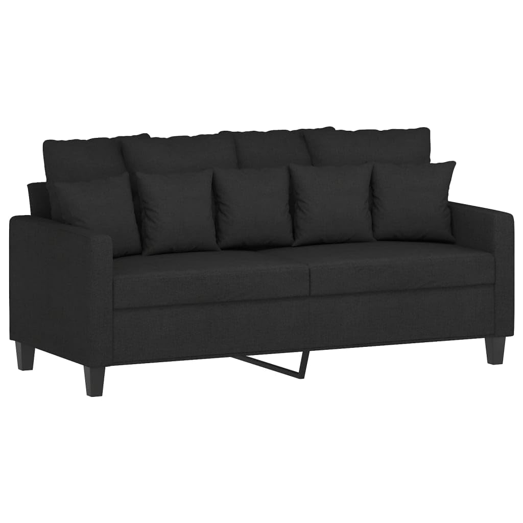 vidaXL Contemporary 2-Piece Sofa Set with Cushions - Durable Black Fabric Upholstery - Metal and Plywood Frame - Comfortable and Stylish Seating Solution