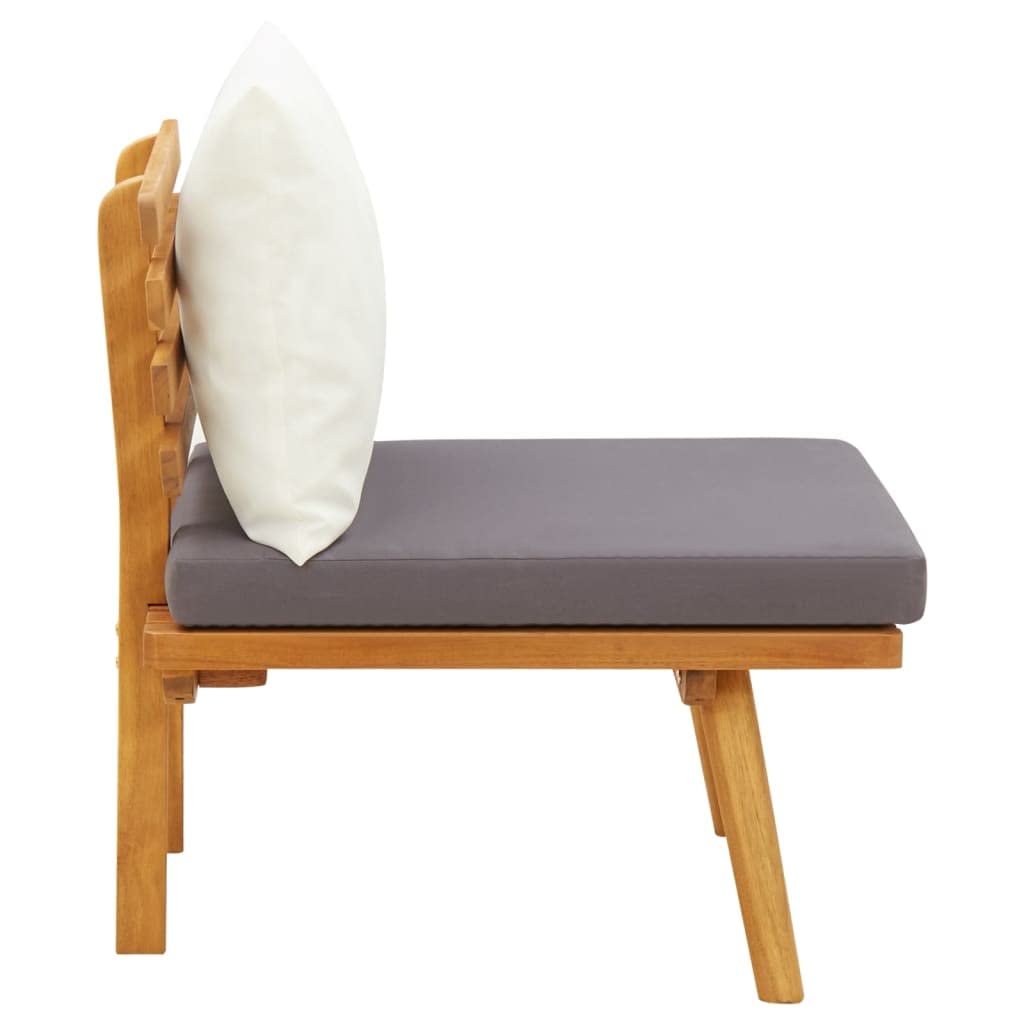 vidaXL Solid Acacia Wood Patio Chair with Cushions - Classic Outdoor Furniture for Garden, Deck, Lawn - Easy Assembly, Light Wood Finish, Dark Gray and White Cushions