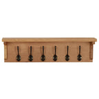 vidaXL Wall-Mounted Coat Rack in Solid Oak Wood with Natural Finish, Compact Stylish Storage Solution with 6 Hooks, Brown