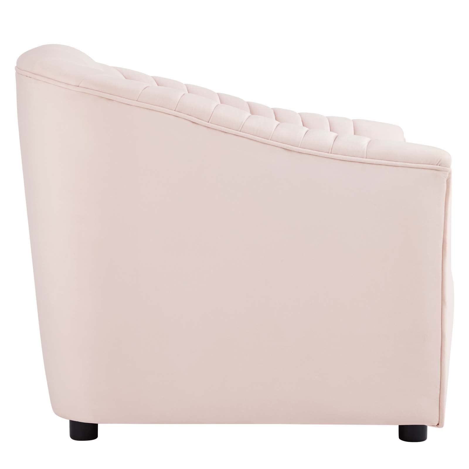 Modway Announce Modern Performance Velvet Tufted Armchair in Pink