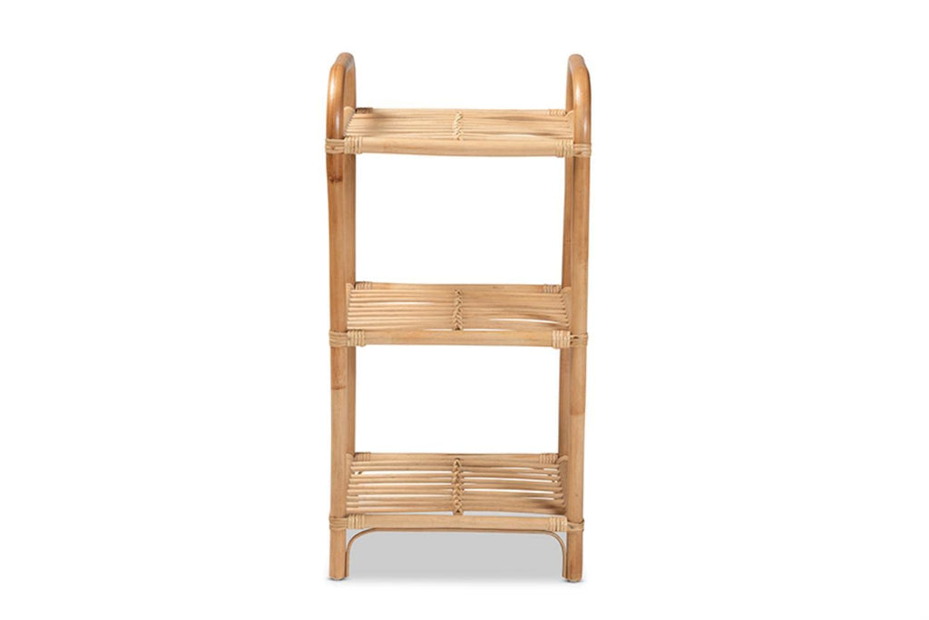 Baxton Studio Barras Modern Bohemian Brown Finished Rattan 3-Tier Display Shelf