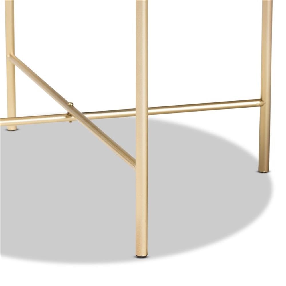 Baxton Studio Maddock Modern and Contemporary Gold Finished Metal End Table with Marble Tabletop