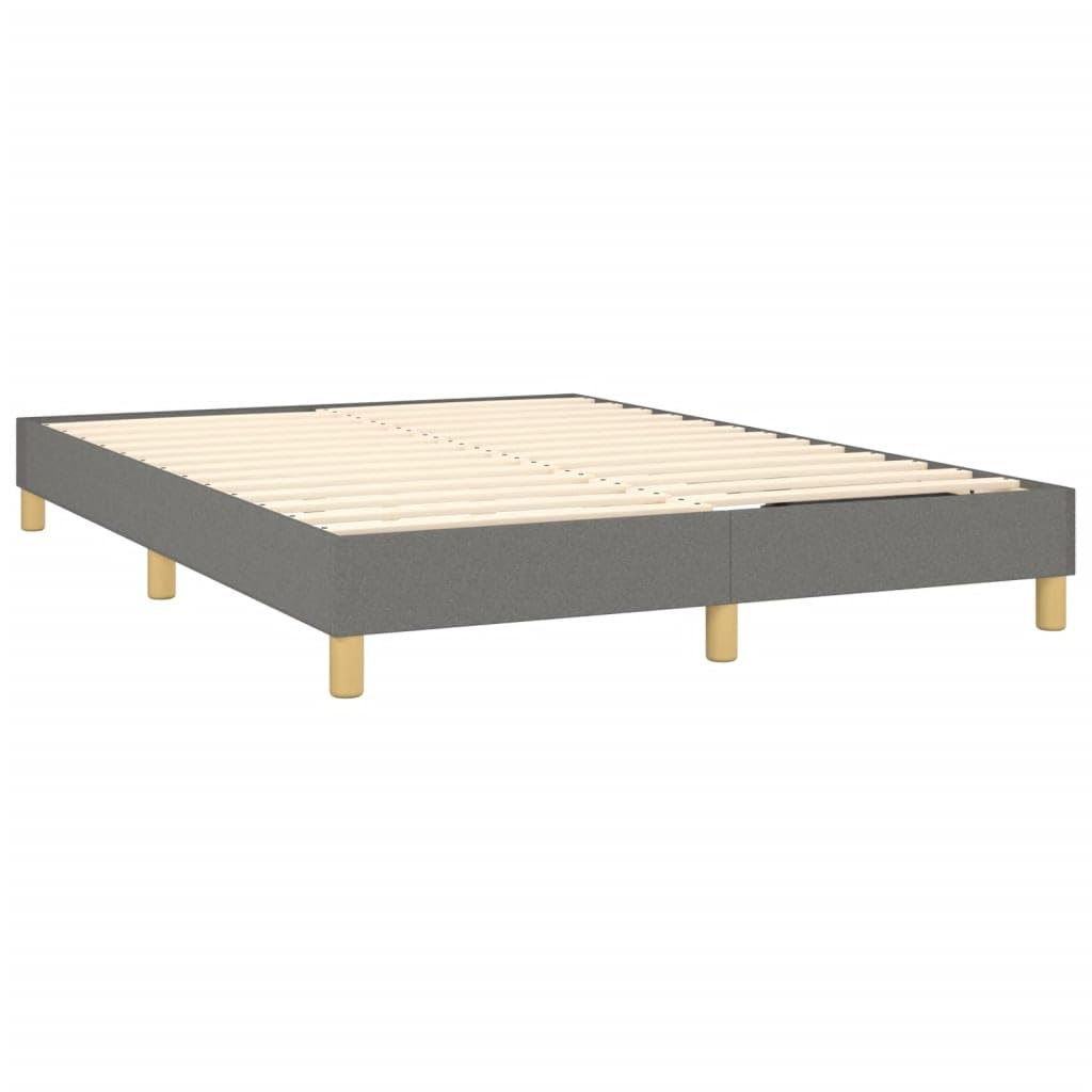 vidaXL Full Fabric Box Spring Bed Frame, Dark Gray, Modern Style, Plywood & Engineered Wood, Ideal for Full Sized Mattress, 53.9 x 74.8 - Enhances Bedroom Comfort & Aesthetics
