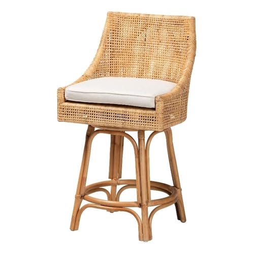 Baxton Studio Bella Modern Bohemian Natural Brown Rattan Counter Stool