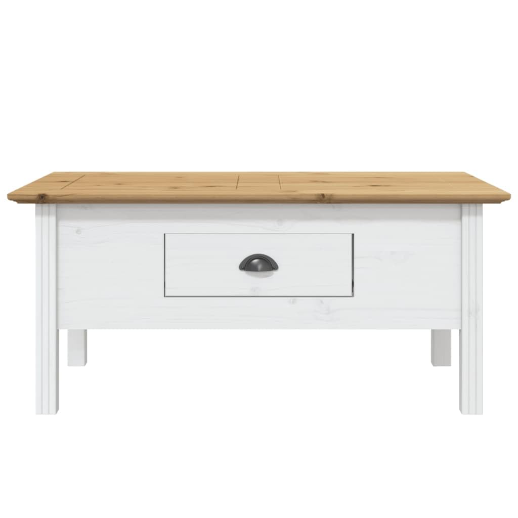 vidaXL BODO Coffee Table - White and Brown - Solid Pine Wood - French Style - with Storage Drawer - 39.4&quot;x21.7&quot;x18.1&quot; - Living Room Furniture