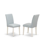 East West Furniture V096Ab015-5 5 Piece Kitchen Table & Chairs Set Includes A Rectangle Dining Room Table With V-Legs And 4 Baby Blue Linen Fabric Parsons Chairs, 36X60 Inch, Multi-Color