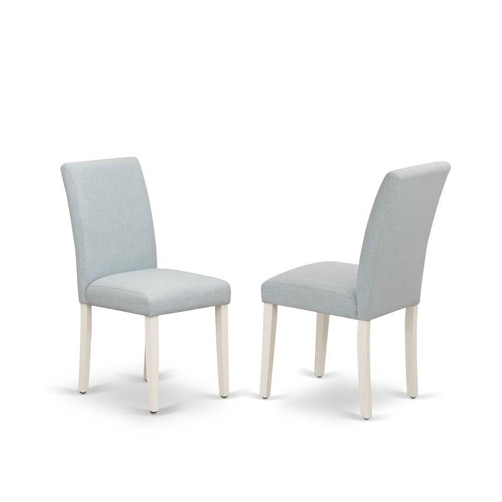 East West Furniture V096Ab015-5 5 Piece Kitchen Table & Chairs Set Includes A Rectangle Dining Room Table With V-Legs And 4 Baby Blue Linen Fabric Parsons Chairs, 36X60 Inch, Multi-Color