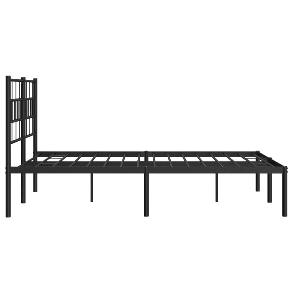 vidaXL 12-Inch Black Metal Full Bed Frame with Headboard, Heavy-Duty Slats Support with Under-Bed Storage for Modern Bedroom, No Box Spring Needed & Easy Assembly, No Mattress