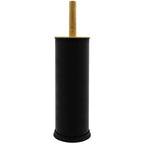 Blue Donuts Toilet Brush Holder with Bamboo Top - Black
