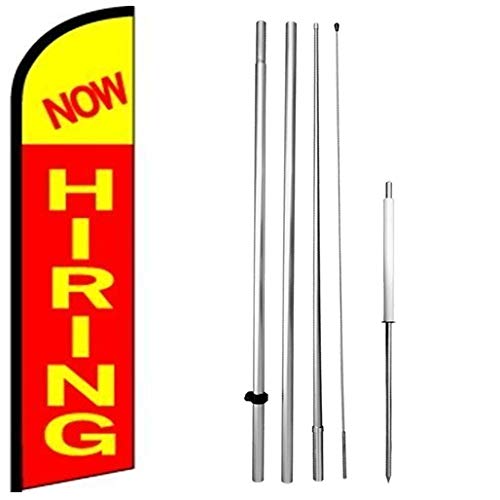 Now Hiring Windless Feather Swooper Flag Banner Sign Kit Rf-H