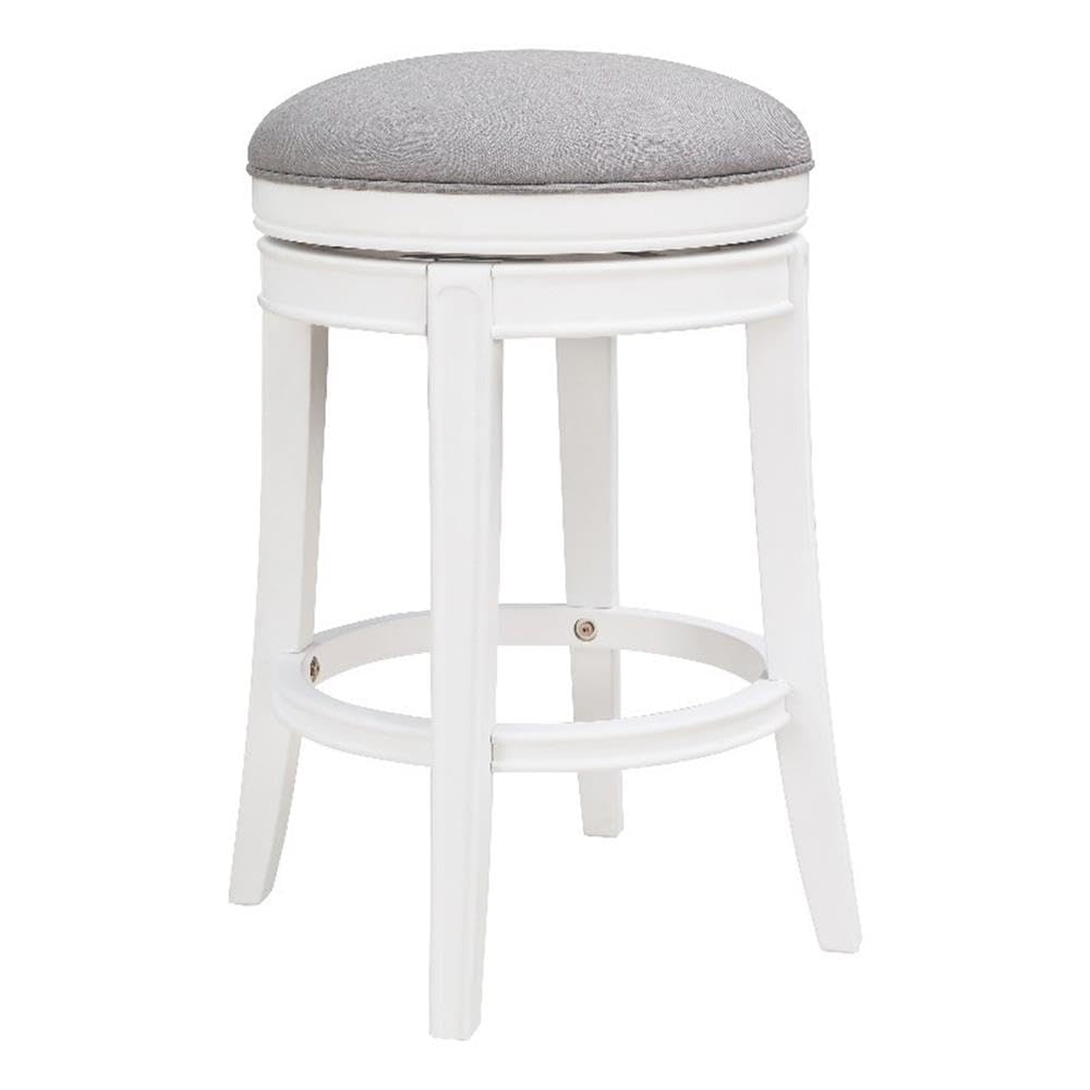 Comfort Pointe Laguna 26-Inch Farmhouse White Wood Swivel Counter Stool