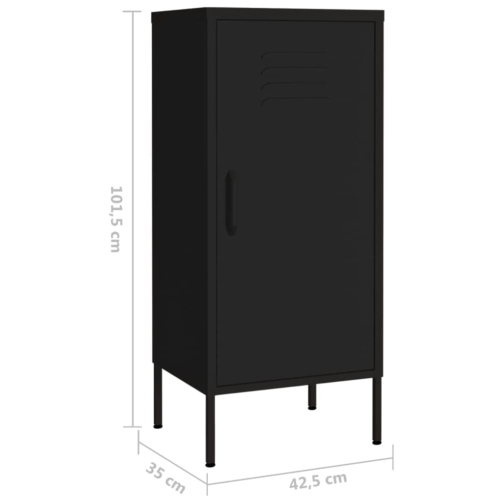 vidaXL Steel Storage Cabinet, Black - Industrial Design with 2 Adjustable Shelves and Levelers, 16.7"x13.8"x40"