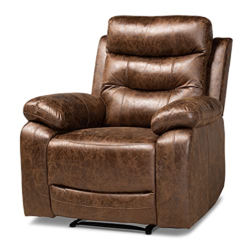 Baxton Studio Beasely Brown Faux Leather Upholstered Recliner