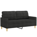 vidaXL Modern 2-Seater Black Fabric Sofa with Metal Frame for Living Room, Lounge Area or Patio, Comfortable Seating Experience with Padded Seats and Back Pillows