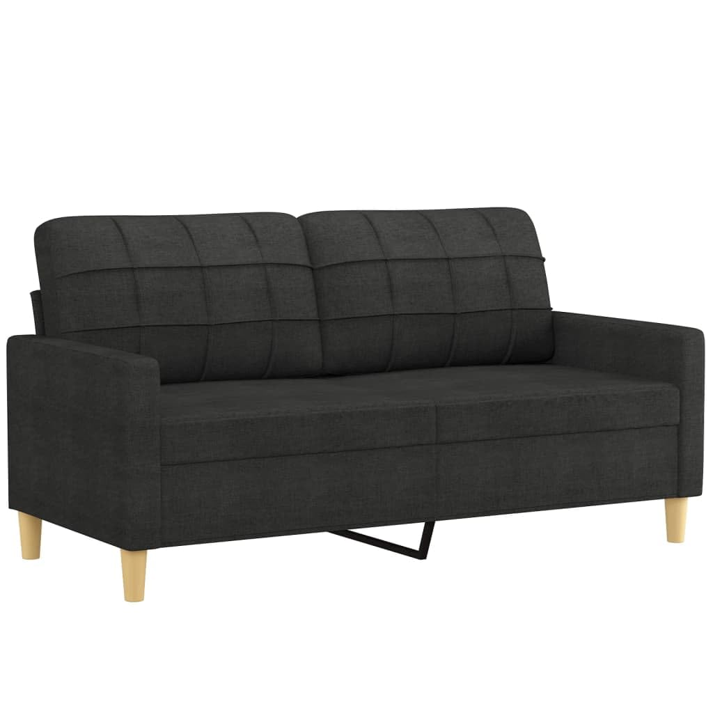 vidaXL Modern 2-Seater Black Fabric Sofa with Metal Frame for Living Room, Lounge Area or Patio, Comfortable Seating Experience with Padded Seats and Back Pillows