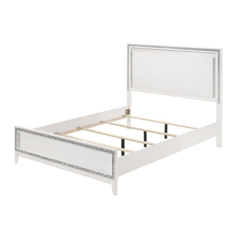 Acme Haiden Wooden Queen Panel Bed with LED in White Finish