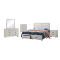 Coaster Home Furnishings Brantford Farmhouse 5-Piece Bedroom Set Eastern King Size Storage Panel Bed Frame 49-inch Headboard Coastal White 207050KE-S5