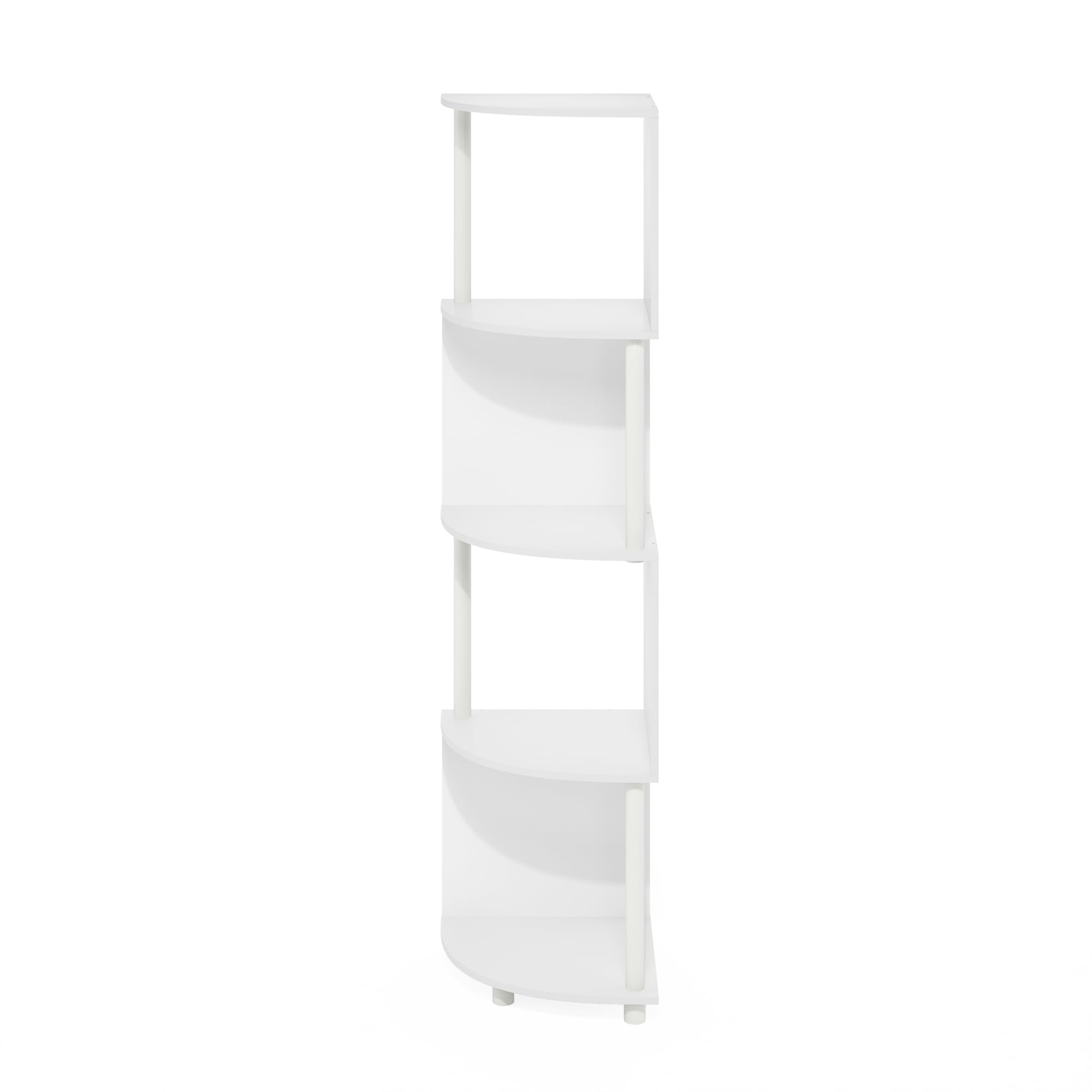Furinno Econ 4-Tier Zigzag Corner Shelf Bookcase, Bookshelf, White/White