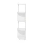 Furinno Econ 4-Tier Zigzag Corner Shelf Bookcase, Bookshelf, White/White