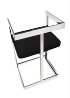 Bar Chair, 26&Quot;, Black Cushion, Stainless Steel Base
