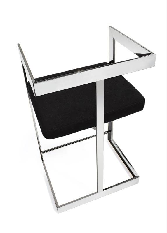 Bar Chair, 26&Quot;, Black Cushion, Stainless Steel Base