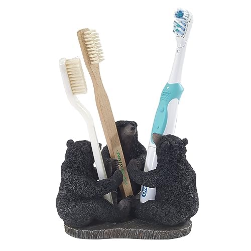 Avanti Linens - Toothbrush Holder, Resin Bathroom Accessories, Animal Inspired Bathroom Decor (Black Bear Lodge Collection)