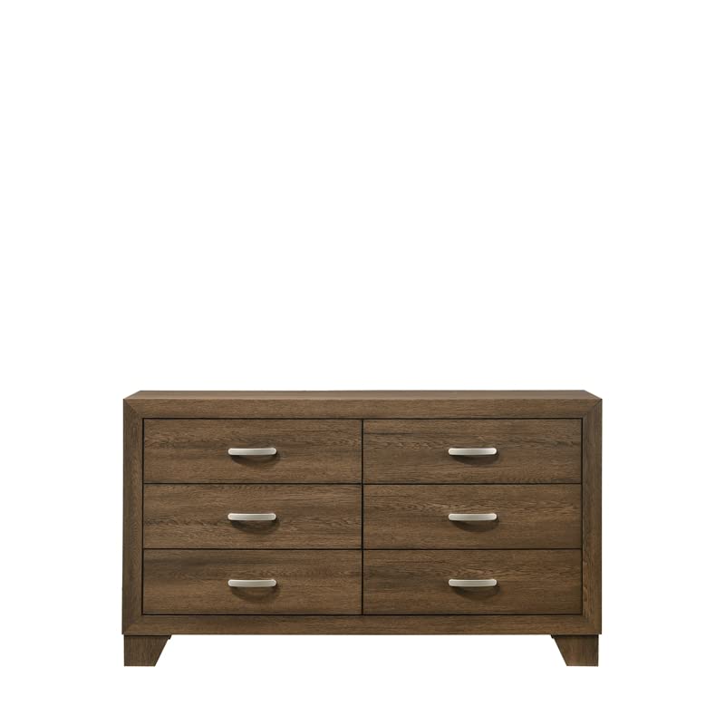 Acme Miquell Composite Wood 6-Drawer Bedroom Dresser In Oak