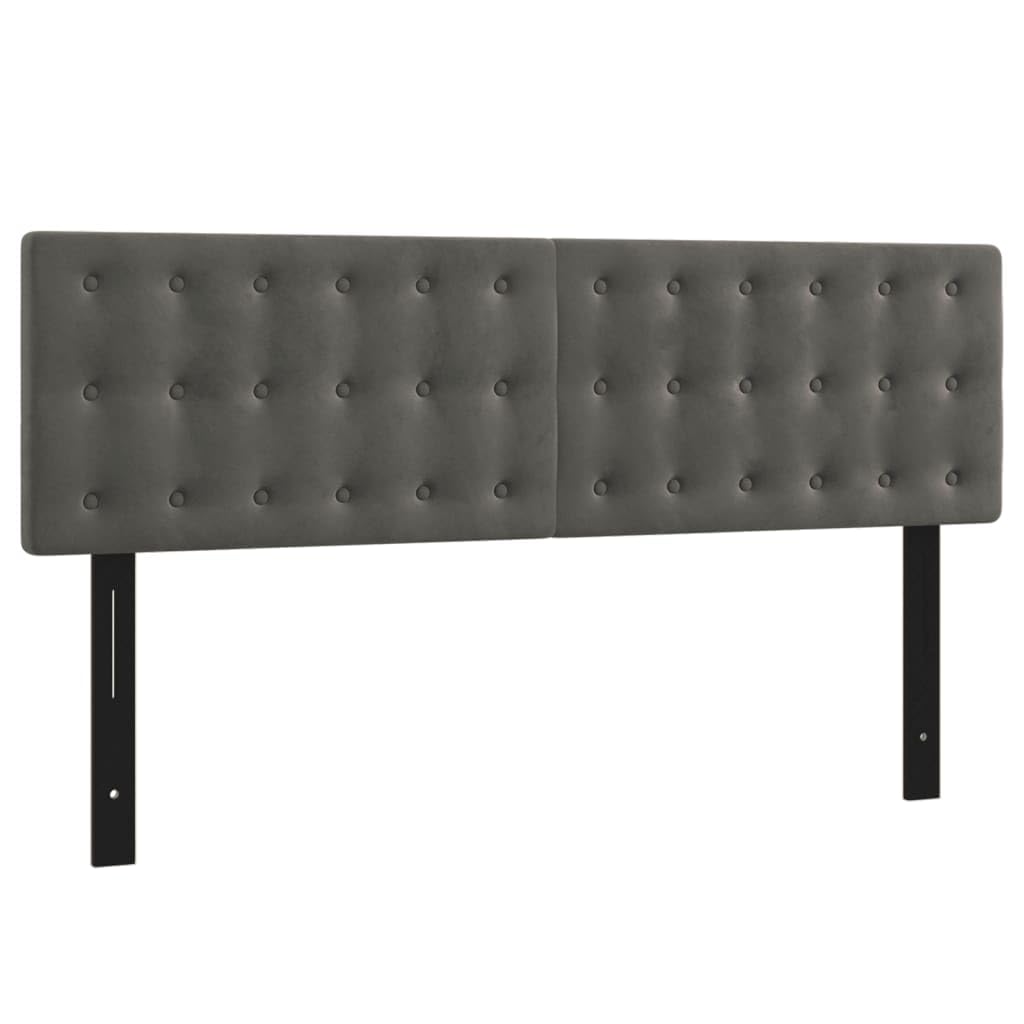Vidaxl Velvet Headboards, Dark Gray - Classic Design, Engineered Wood And Solid Larch Wood Construction, Foam Filling, Set Of 2