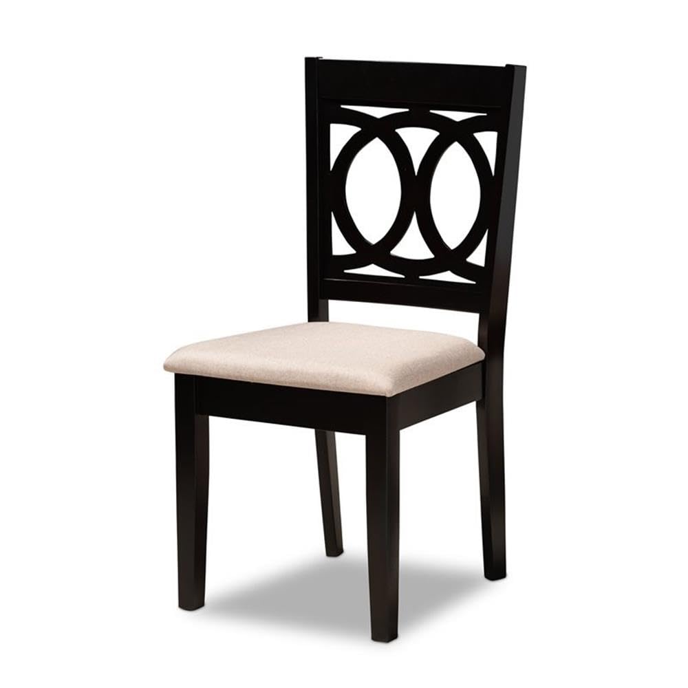 Baxton Studio Lenoir Modern and Contemporary Sand Fabric Upholstered Espresso Brown Finished Wood 7-Piece Dining Set