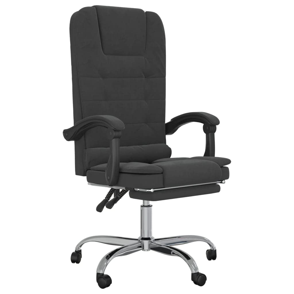 vidaXL - Massage Reclining Office Chair in Black Velvet, Adjustable Height and Backrest, 360-Degree Swivel Design, Sturdy Plywood and Metal Frame