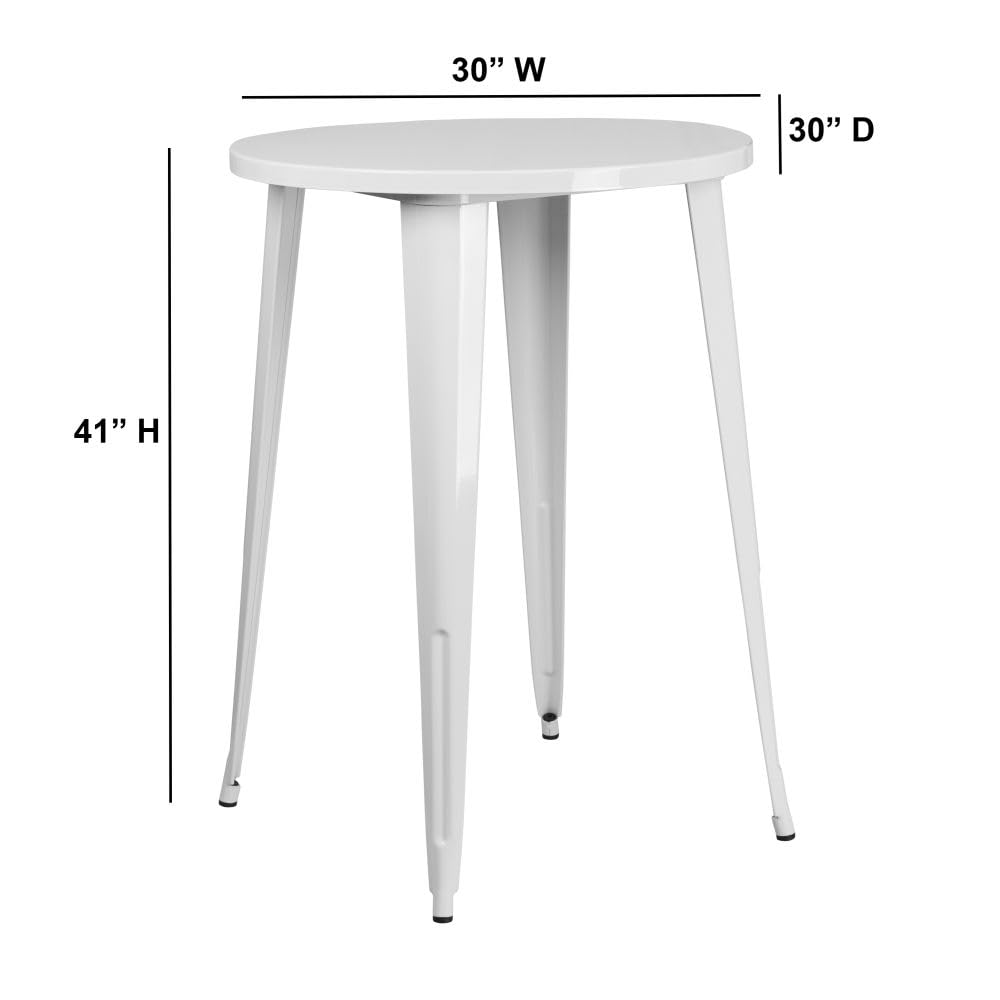 Flash Furniture Philip Commercial Grade 30&quot; Round White Metal Indoor-Outdoor Bar Height Table