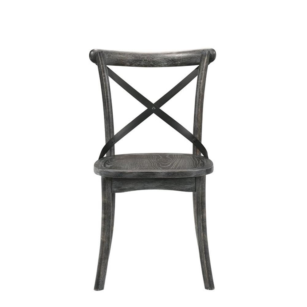 Acme Kendric Wood Side Chair Set of 2 in Rustic Gray