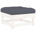 vidaXL Quality Pine Wood Patio Footstool-White-24-Includes Cushion-Anthracite-Max Load 242.5lb-Modular Design-Garden Lounge Set