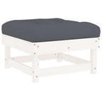vidaXL Quality Pine Wood Patio Footstool-White-24-Includes Cushion-Anthracite-Max Load 242.5lb-Modular Design-Garden Lounge Set