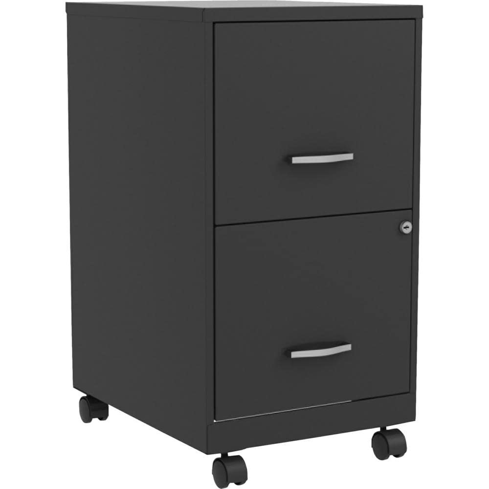 14.3&quot; X 18&quot; X 26.5&quot; - 2 X File Drawer(S) - Finish: Chrome Handle, Baked Enamel Storage Cabinet, Black Laminate Storage Cabinet-61-Furniture