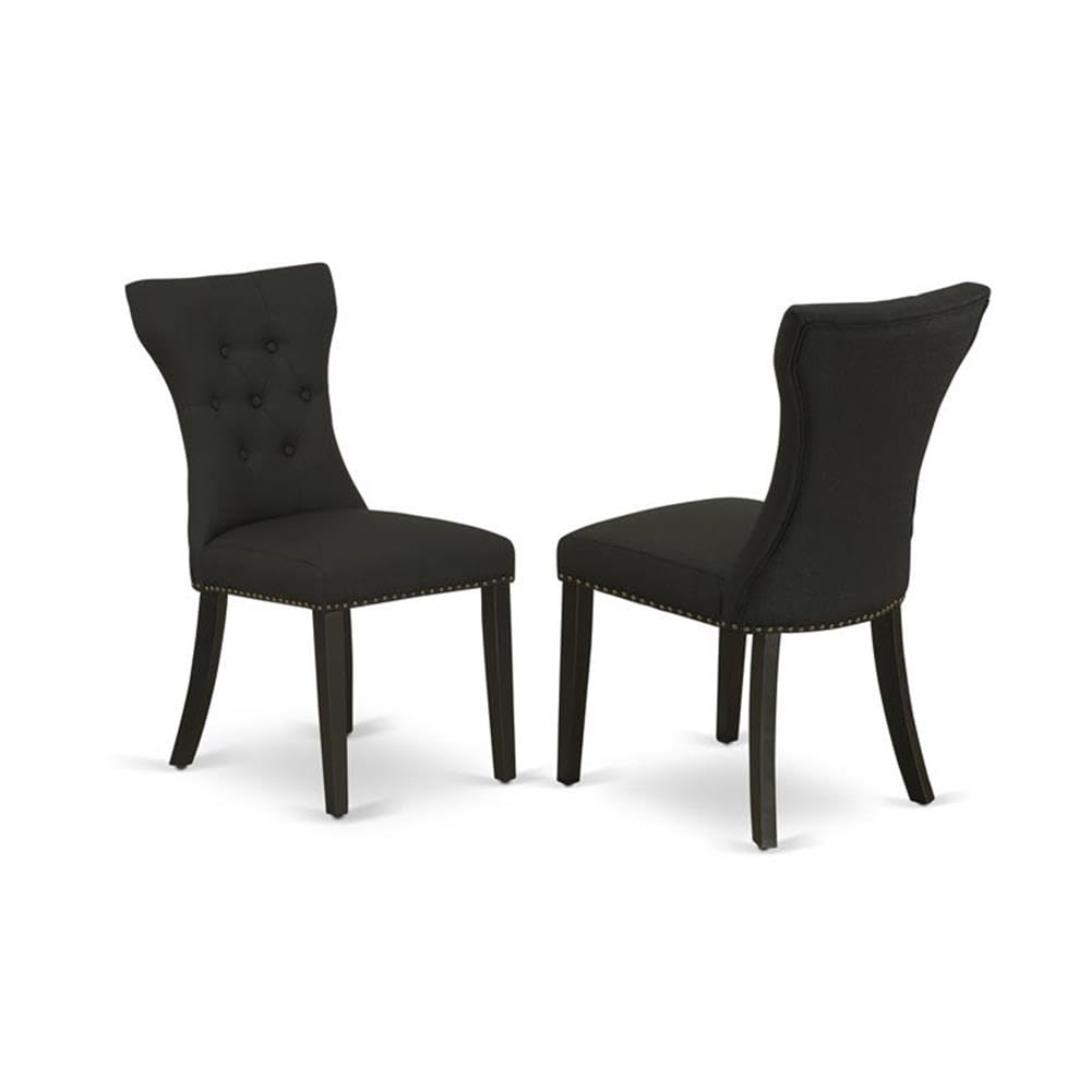 East West Furniture Lgga9-Blk-24 9 Piece Dining Table Set Includes A Rectangle Dining Room Table With Butterfly Leaf And 8 Black Linen Fabric Upholstered Chairs, 42X84 Inch, Black