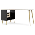 Diana 2 Drawer, 3 Shelf Desk, Black Matte/Oak Structure