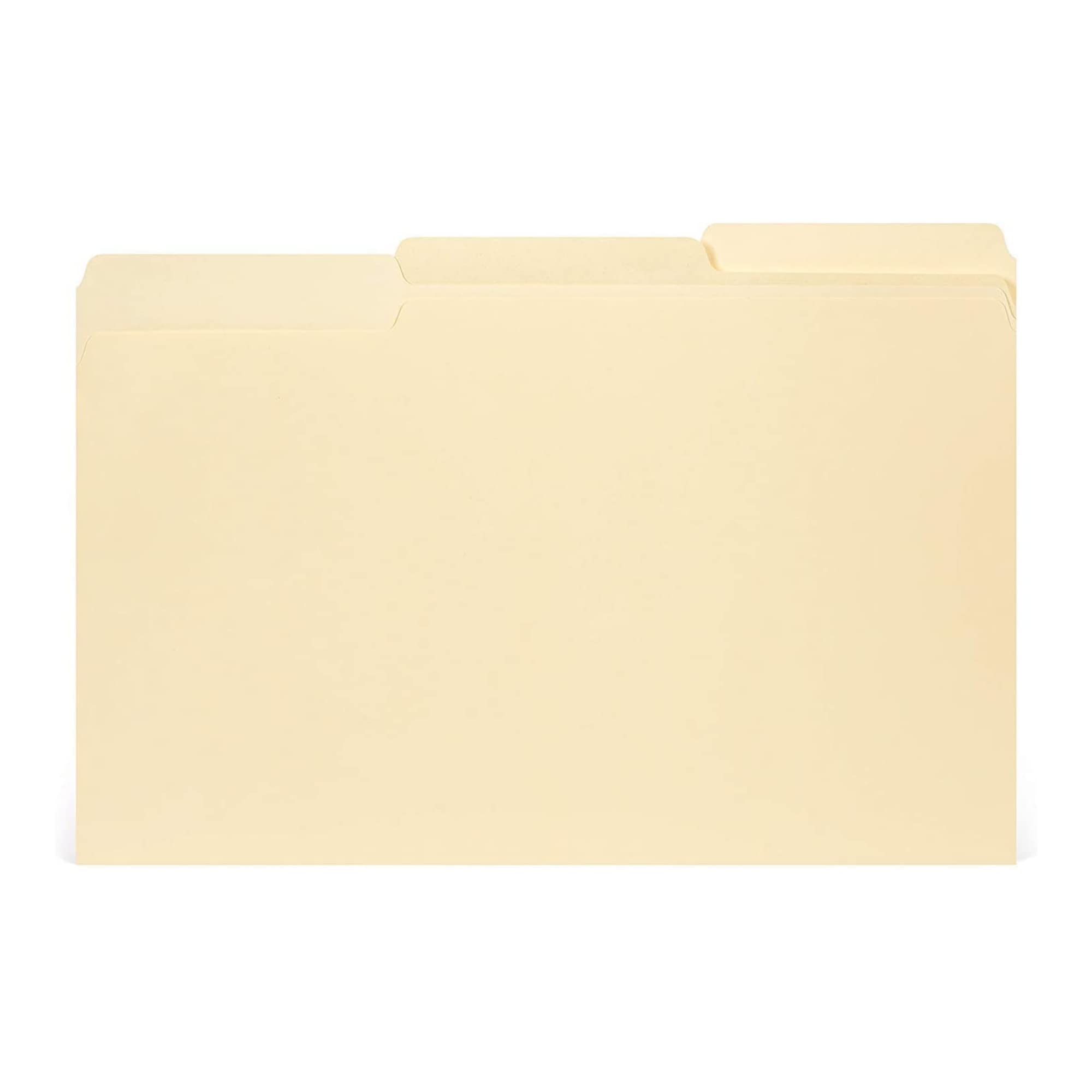 The File King 1/3 Cut Top Tab Manila File Folder - Legal Size | Box Of 100 | Made In America | Assorted Tab Positions | 11-Point