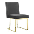 Pangea Home Dexter 18.5" Velvet & Steel Side Chair In Gray & Gold (Set Of 2)
