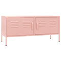vidaXL Steel TV Stand with Storage Shelf and Cable Management in Pink - Sturdy, Adjustable, and Practical Living Room Furniture