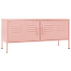 vidaXL Steel TV Stand with Storage Shelf and Cable Management in Pink - Sturdy, Adjustable, and Practical Living Room Furniture