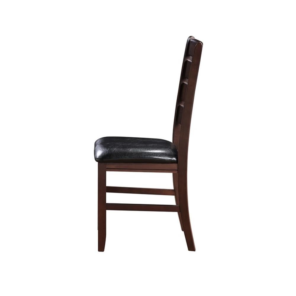 Acme Urbana Faux Leather Dining Side Chair In Black And Cherry (Set Of 2)