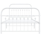 vidaXL Metal Bed Frame with Headboard and Footboard - White - 100x200 cm - Steel Single Bed Frame with Extra Storage Space