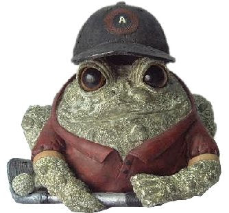 Toad Hollow Homestyles 94063 Figurine Golfer With Golf Club And Ball Sports Character Garden Large 8.5' H Statue Toad Figure Mo